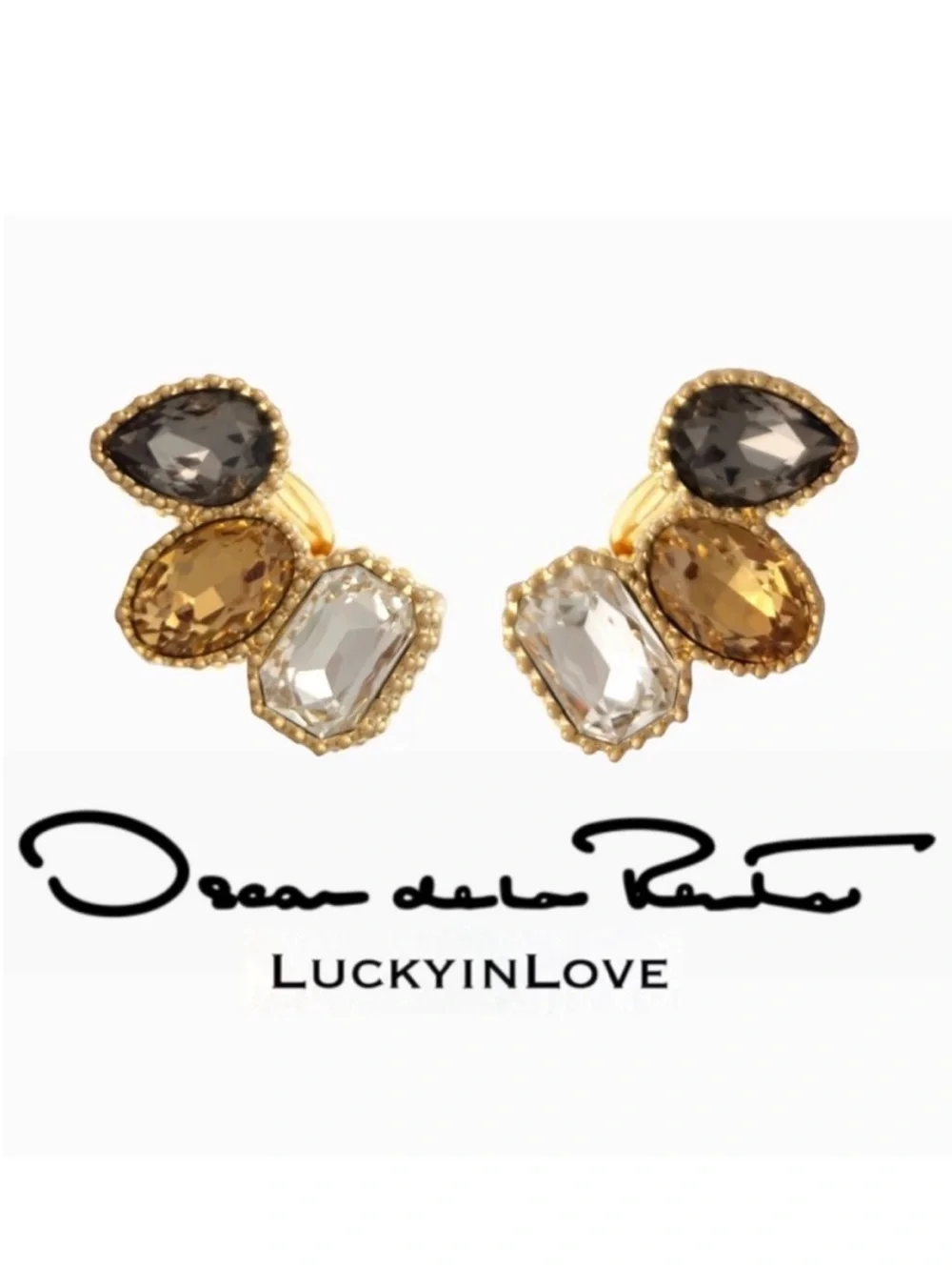 OSCAR de La Renta • Neutrals. Emerald-Cut Scramble Ear Cuffs Clip On.